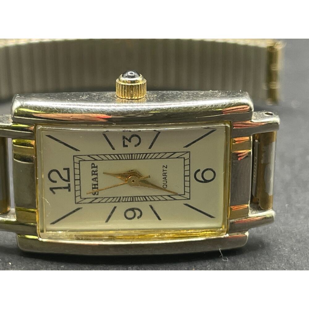 Sharp Women's Two Toned Stretch Band Analog Quartz Tank Watch 366472